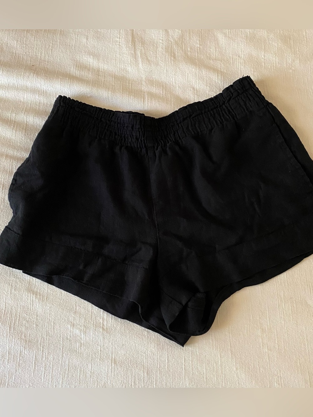 Black Women's Elastic Waist Casual Shorts
